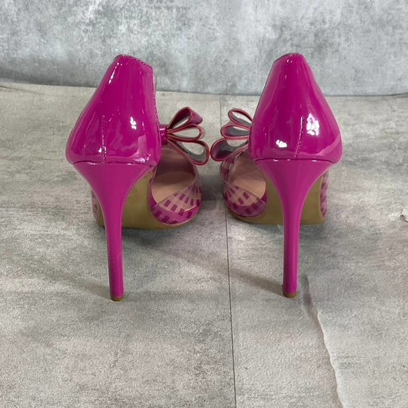 BETSEY JOHSON Women's Fuchsia Checkered Kaison Pointed-Toe Pumps SZ 5 - Picture 6 of 11
